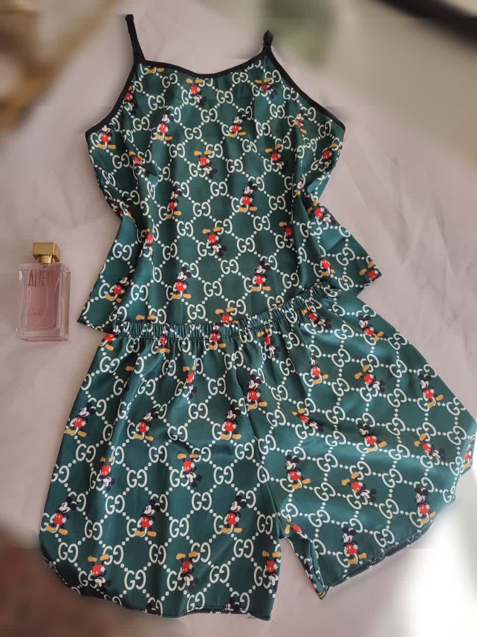 تاپ و شورتک ساتن زنانه طرح میکی موس